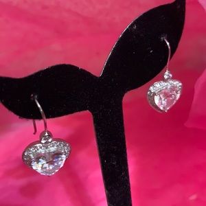 Sterling silver and heart shaped CZ earrings